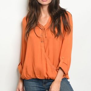 NEW!  Long Sleeve Lace Up Front Shirt